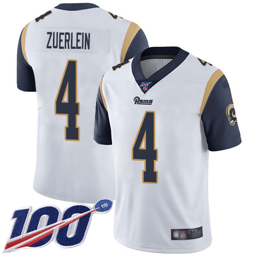 Los Angeles Rams Limited White Men Greg Zuerlein Road Jersey NFL Football #4 100th Season Vapor Untouchable